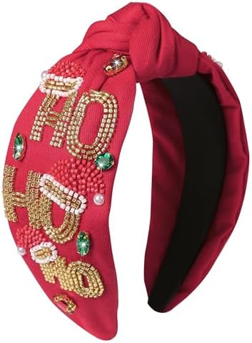 Christmas Jeweled Headbands for Women Girls Festive Christmas Hair Accessories Beaded HOHOHO Xmas... | Amazon (US)