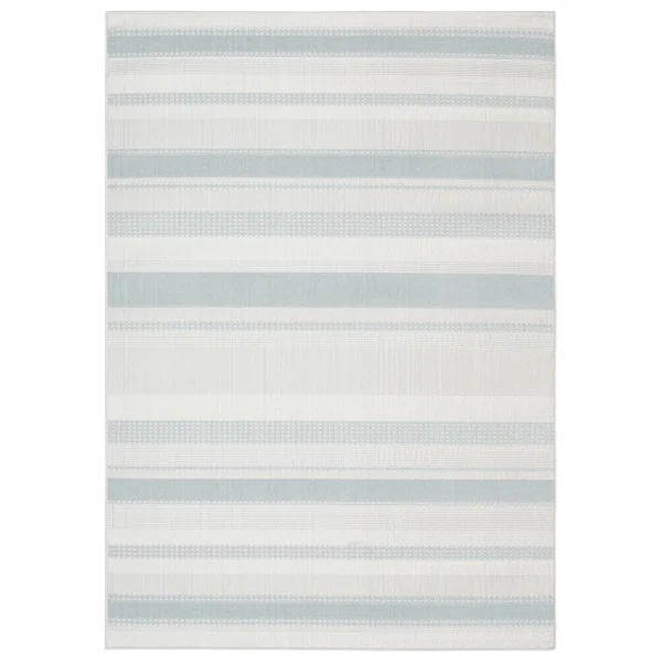 HowleTripoli Mateo Modern Striped Indoor/Outdoor Area Rug, Blue/Cream | Wayfair North America