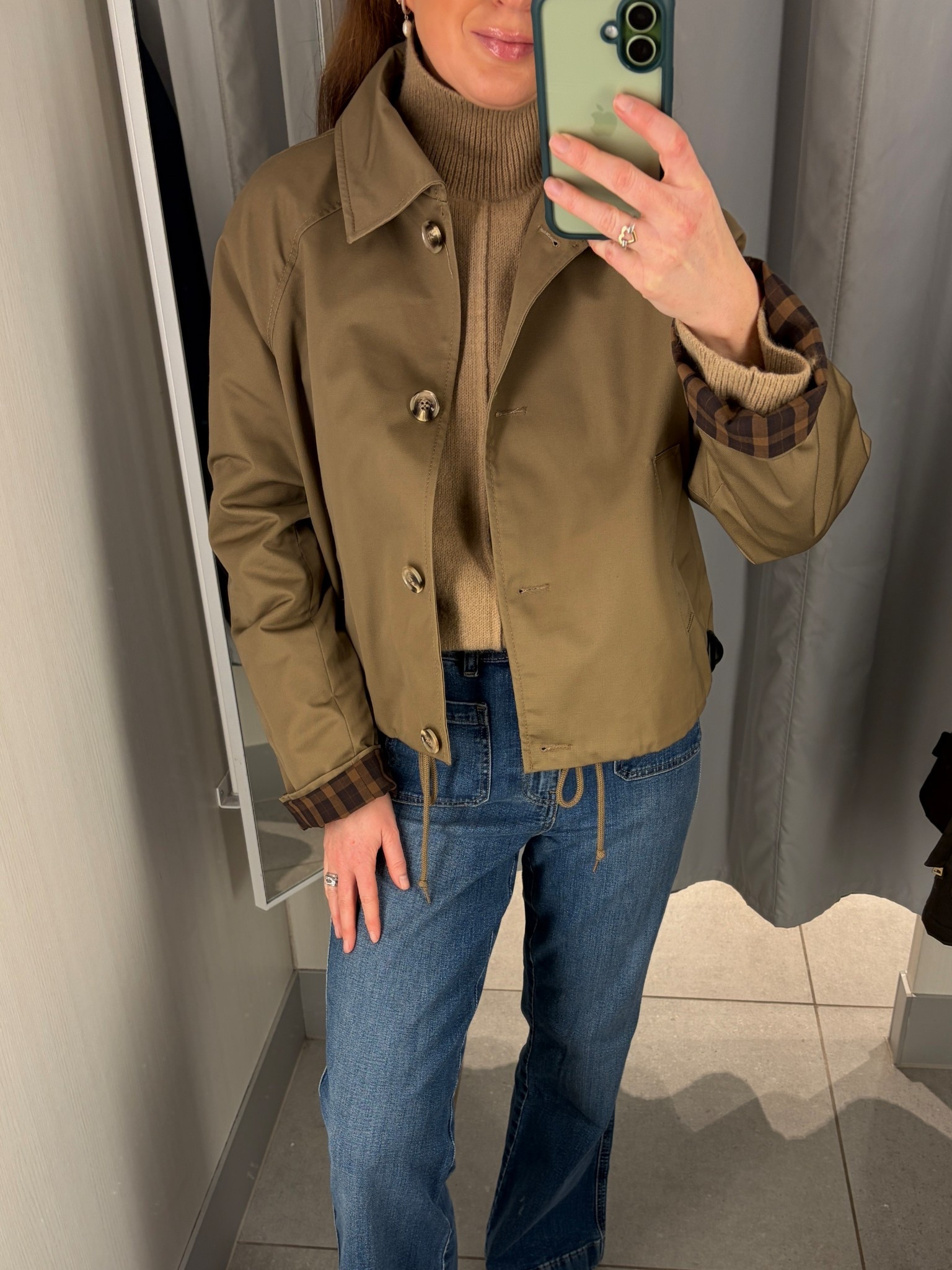 New inH&M 🤎 Flared front pocket jeans styled with a tan turtleneck jumper and a short tan mac jacket for the perfect winter to spring transitional outfit. Wearing a size small in the jacket

#LTKspring #LTKjeans #LTKuk