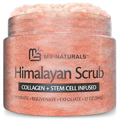 M3 Naturals Himalayan Salt Body Scrub Infused with Collagen and Stem Cell Natural Exfoliating Sal... | Amazon (US)