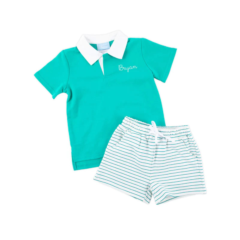 Green Terry Polo Short Set | Classic Whimsy