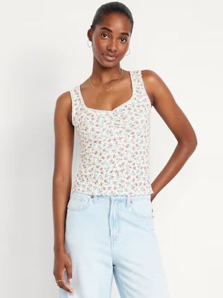 Cinched Floral Tank Top | Old Navy (US)