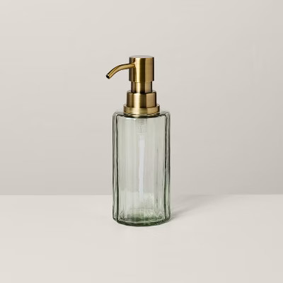 Fluted Glass Bathroom Soap Pump Light Green - Hearth & Hand™ with Magnolia | Target