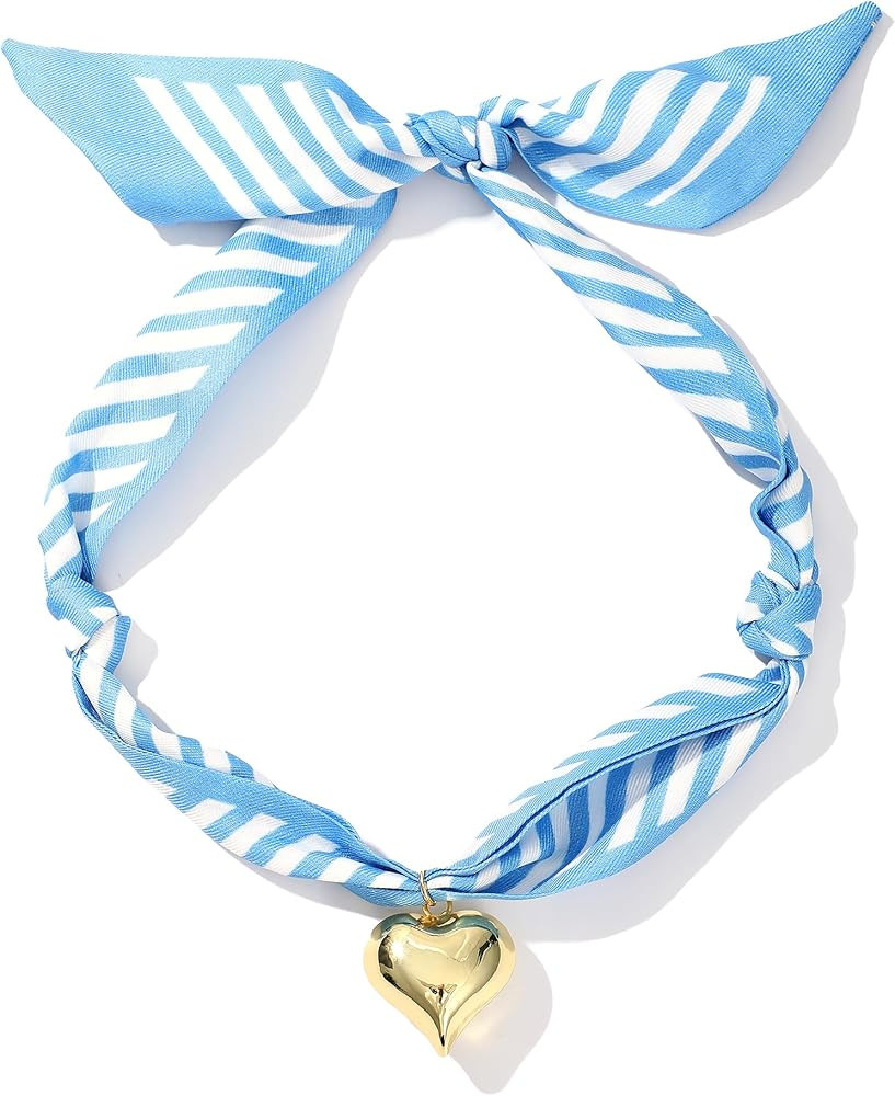 Scarf Necklace for Women Bandana Necklace with Gold Plated Pendant Heart,Cross,Moon, Fashion Jewe... | Amazon (US)