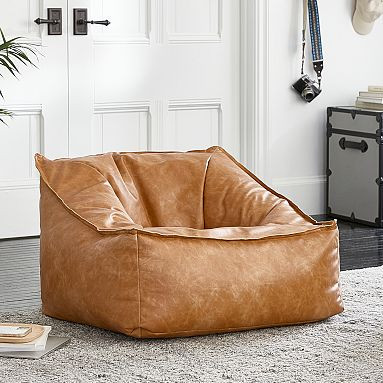 Vegan Leather Caramel Modern Lounger | Pottery Barn Teen