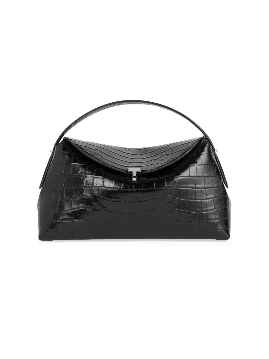 T-Lock Crocodile-Embossed Leather Top Handle Bag | Saks Fifth Avenue