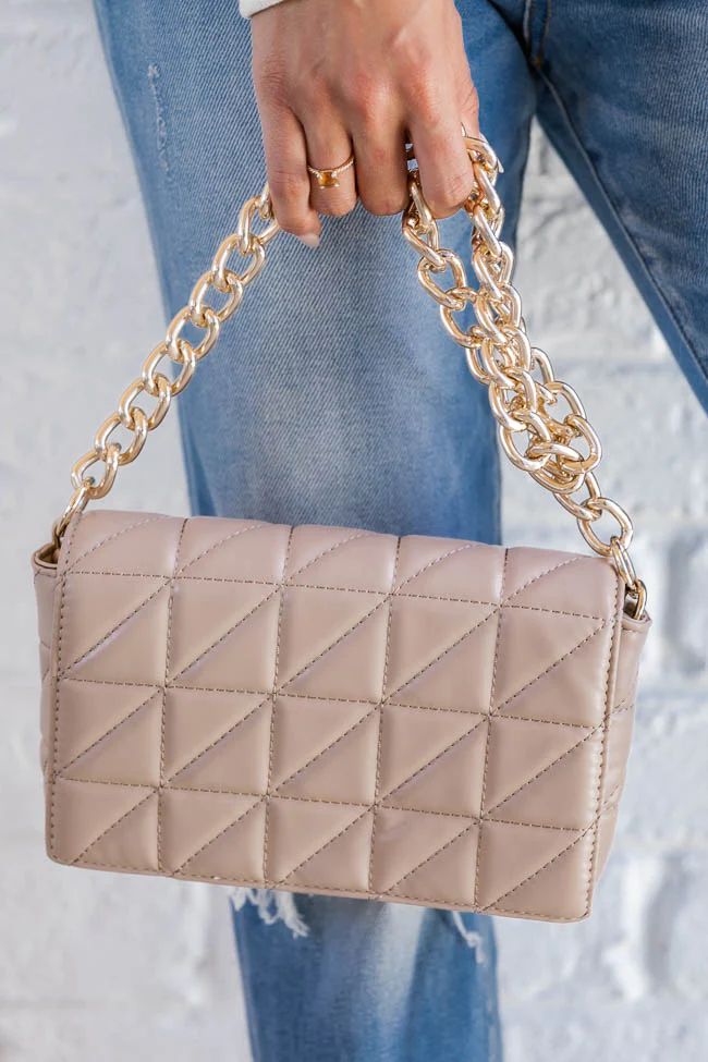 Jet Setter Taupe Quilted Purse | Pink Lily