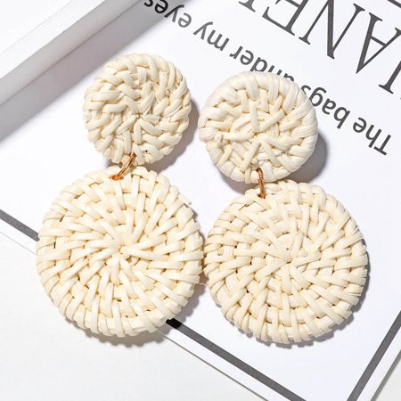 KABOER Geometric Drop Korean Dangle Earrings For Women Girls Oversize Round Rattan Knit Gift New Sty | Walmart (US)