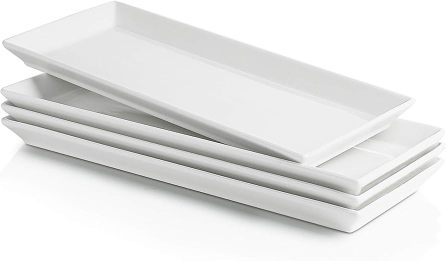 Sweese White Rectangular Platters, Porcelain Serving Plates for Parties - 11.7 Inch, Set of 4 | Amazon (US)