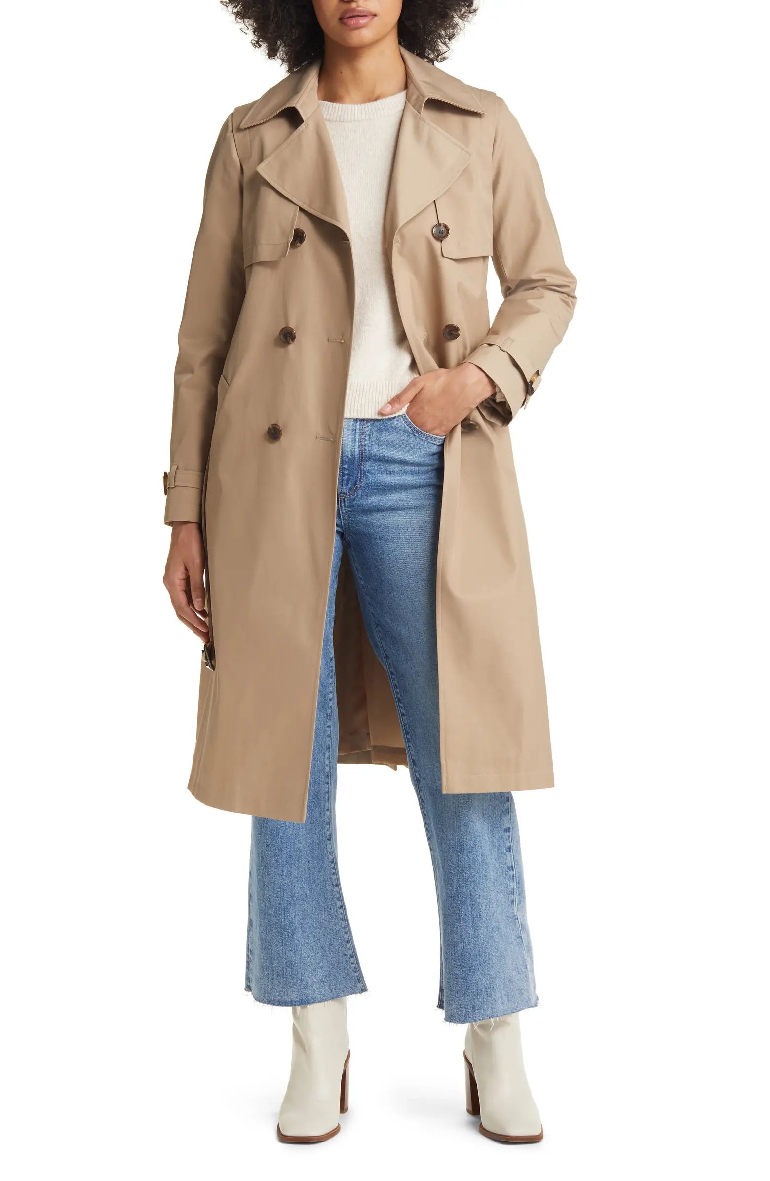 Water Repellent Double Face Cotton Blend Trench Coat | Nordstrom