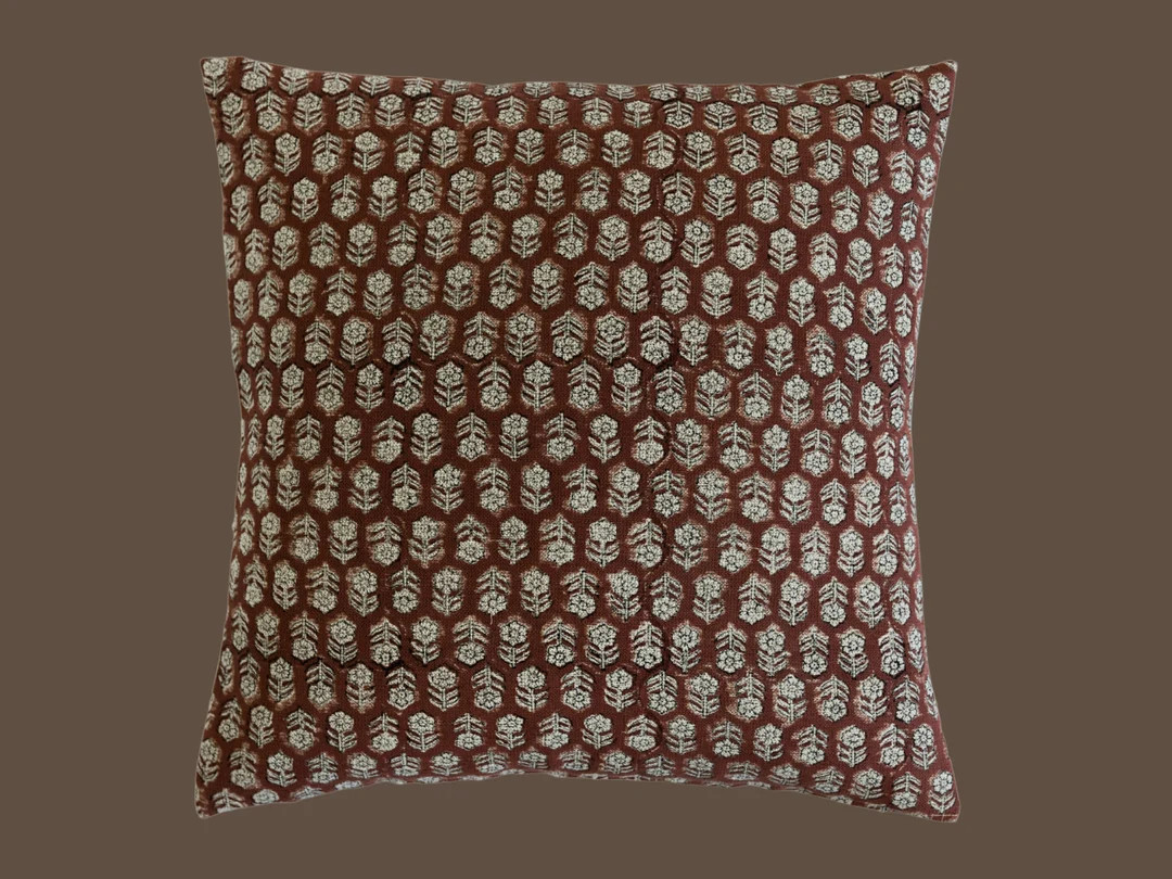Scarlett Block Print Pillow Block Print Pillow Cover Floral - Etsy | Etsy (US)