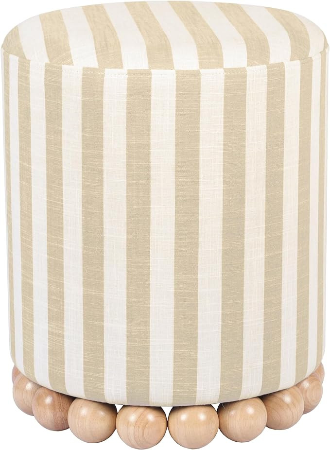Tov Furniture Dex Beige Striped Linen Ottoman | Amazon (US)