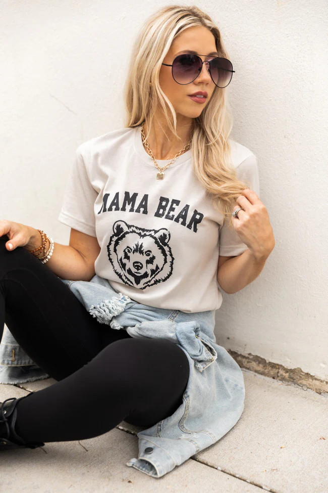 Mama Bear Graphic Heather Dust Tee | Pink Lily