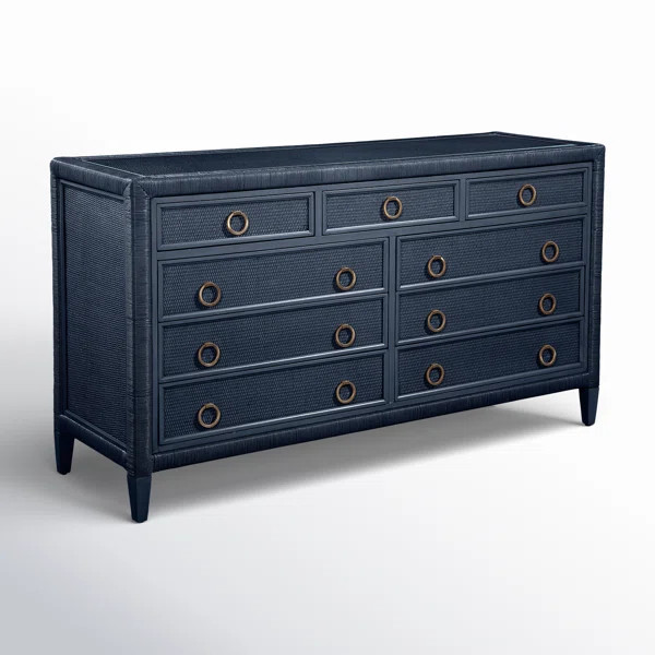 Warwick 9 Drawer 64" W Rattan Double Dresser | Birch Lane