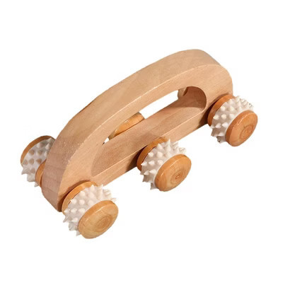 Evideco French Home Goods Natural Wooden Handheld Massage Roller - Six Spiked Rollers | Target
