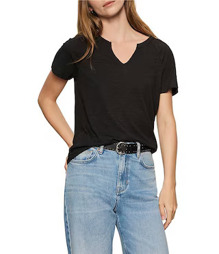 Sanctuary Cotton Slub Jersey Notch Neck Short Sleeve Tee | Dillard's | Dillard's