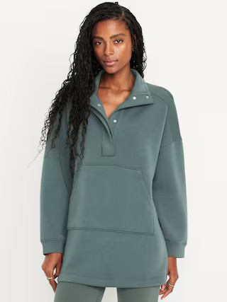 Bounce Fleece Oversized Snap-Front Tunic | Old Navy (US)