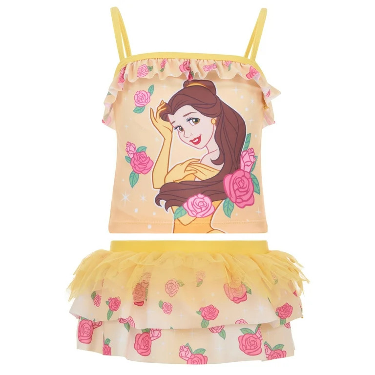 Disney Princess Belle UPF 50+ Tankini Top and Swim Skirt Swimsuit Set Toddler to Big Kid | Walmart (US)