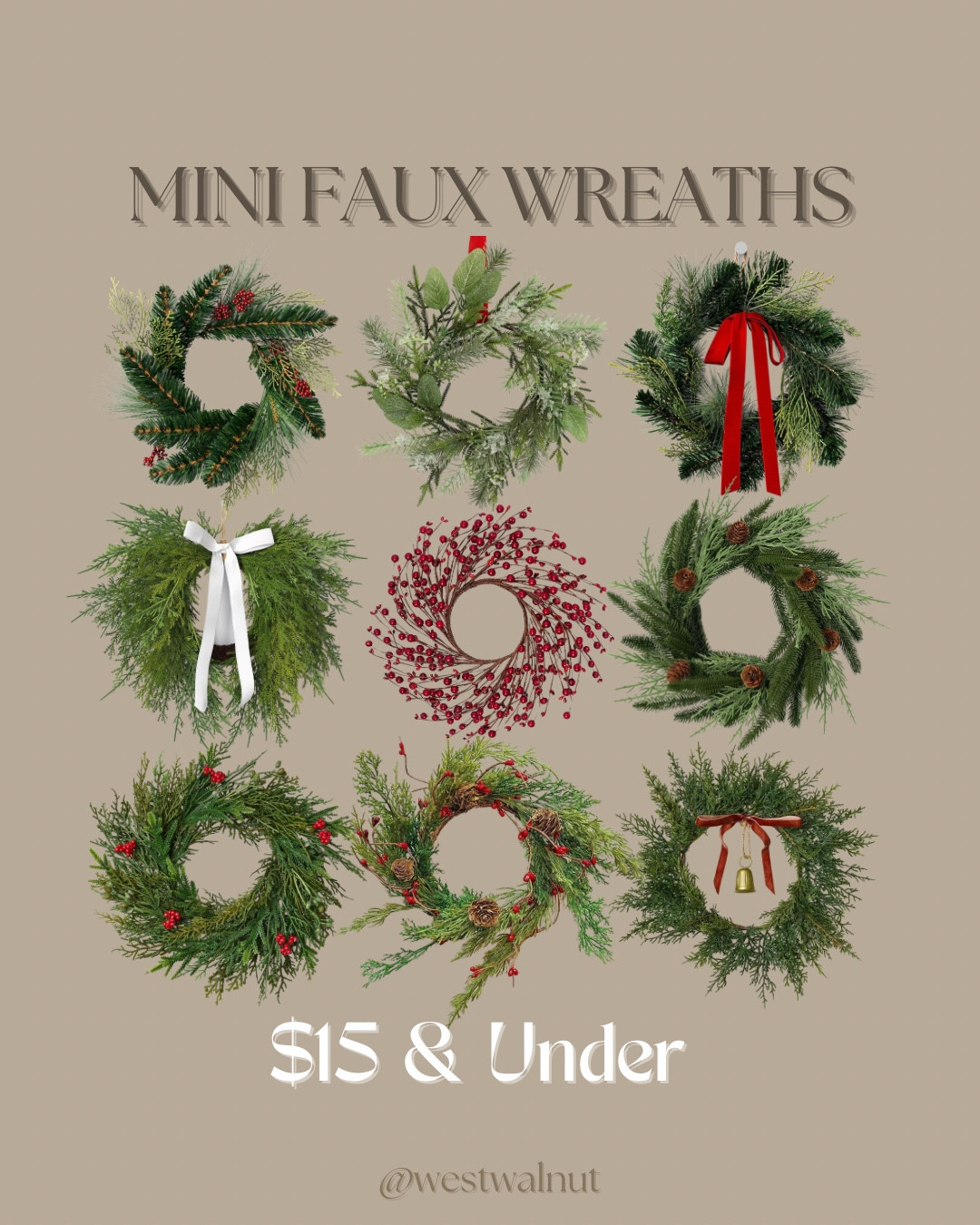 Looking for a simple and stylish way to bring some holiday cheer into your home without breaking the bank? 🎄

These mini faux wreaths are the perfect touch for any space. From your powder room to your dining chairs, there’s a place for one (or a few) in every room! Swipe through these graphics I made for some easy and cute placement ideas. 🎅🏼

Wreaths are a budget friendly way to add warmth, texture, and a pop of festive greenery to your home. Whether above the sink, on a mirror, or hanging from your range hood, they can fit anywhere and everywhere. Plus, they’ll last season after season! ♥️

Which spot will you decorate with a mini wreath this year? Let me know in the comments! ✨

#miniwreaths #holidaydecor #christmasdecor #diyhomedecor #budgetfriendlydecor #fauxwreaths #christmasstyle #festivehome #interiorinspo #homedecorideas #holidaycheer #christmasathome #seasonaldecor #wreathdecor


#LTKHome #LTKFindsUnder50 #LTKHoliday