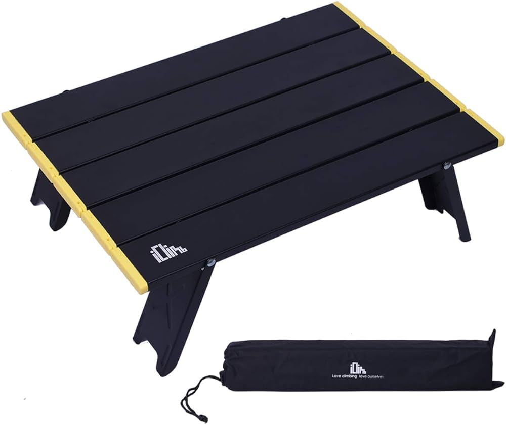iClimb Ultralight Compact Mini Beach Picnic Folding Alu. Table with Carry Bag, Two Size (Black - ... | Amazon (US)