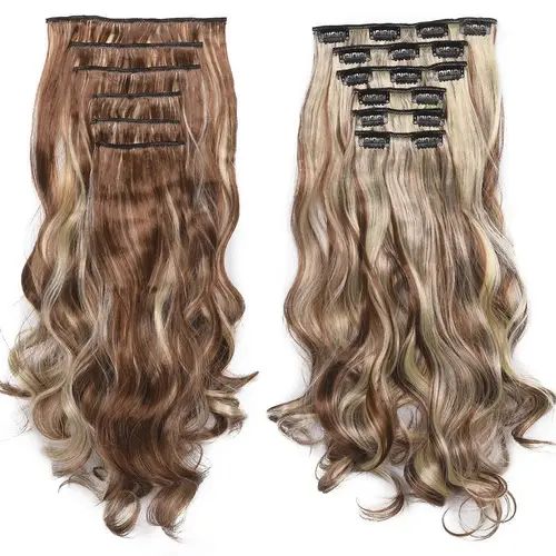 20 Inch Long Curly Wavy Hair Extension 16 Clips High Temperature Synthetic Hairpiece For Women Cl... | Temu Affiliate Program