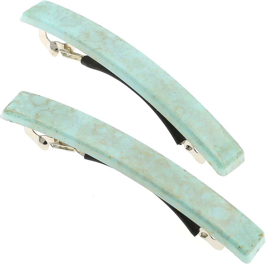 Camila Paris CP3072 French Hair Barrette Clip for Girls, Set of 2 Mint Rubberized Metal Clasp Str... | Amazon (US)