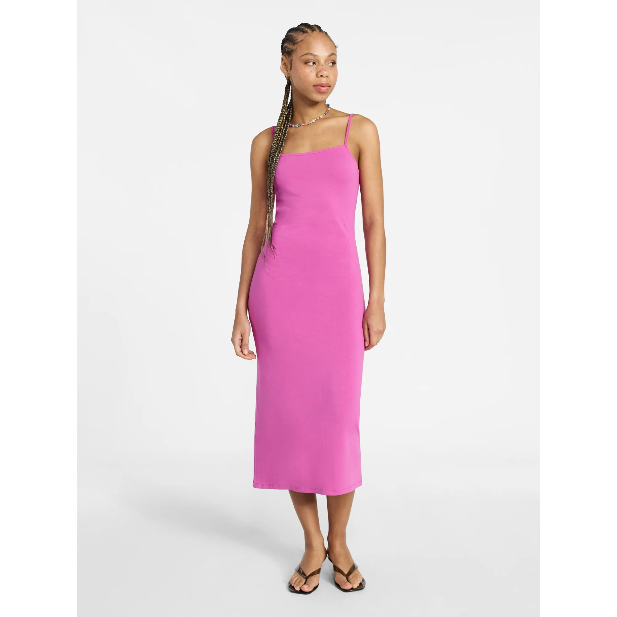No Boundaries Sleeveless Square Neck Midi Dress, Women's & Women's Plus Sizes XXS-4X | Walmart (US)