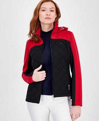 Women's Color-Block Quilted Scuba Jacket | Macy's
