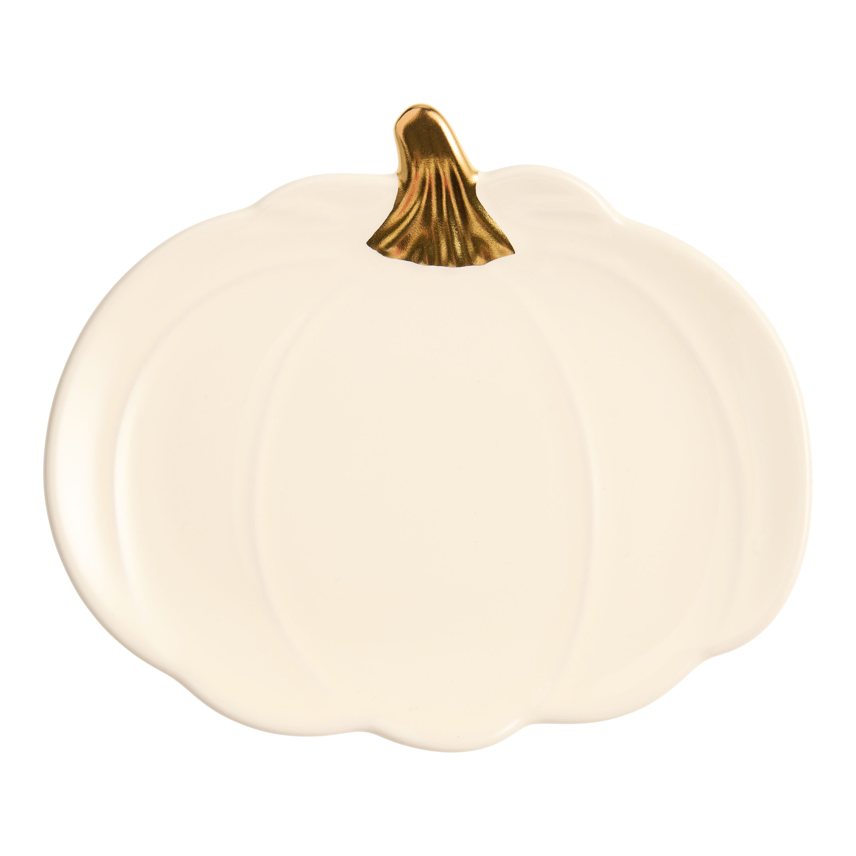 Off White Pumpkin Figural Appetizer Plate | World Market