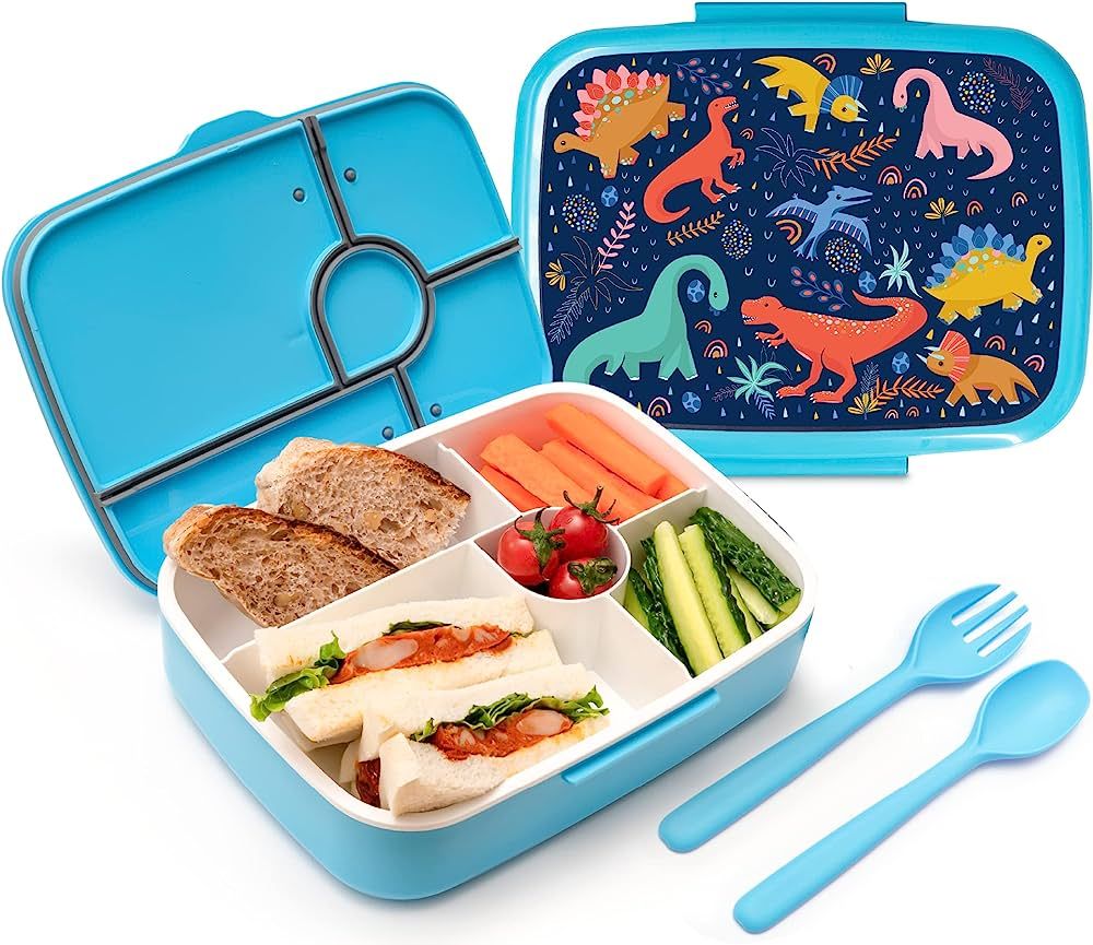 RUVALINO Bento Lunch Box for Kids, 5-Compartment Bento-Style Kids Lunch Box with Utensils, Leak-P... | Amazon (US)
