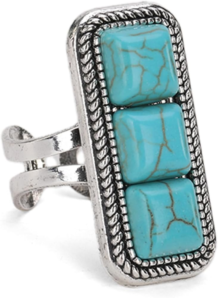 Montana West Rustic Couture's Bohemian Turquoise Cuff Ring for Women Cowgirl | Amazon (US)