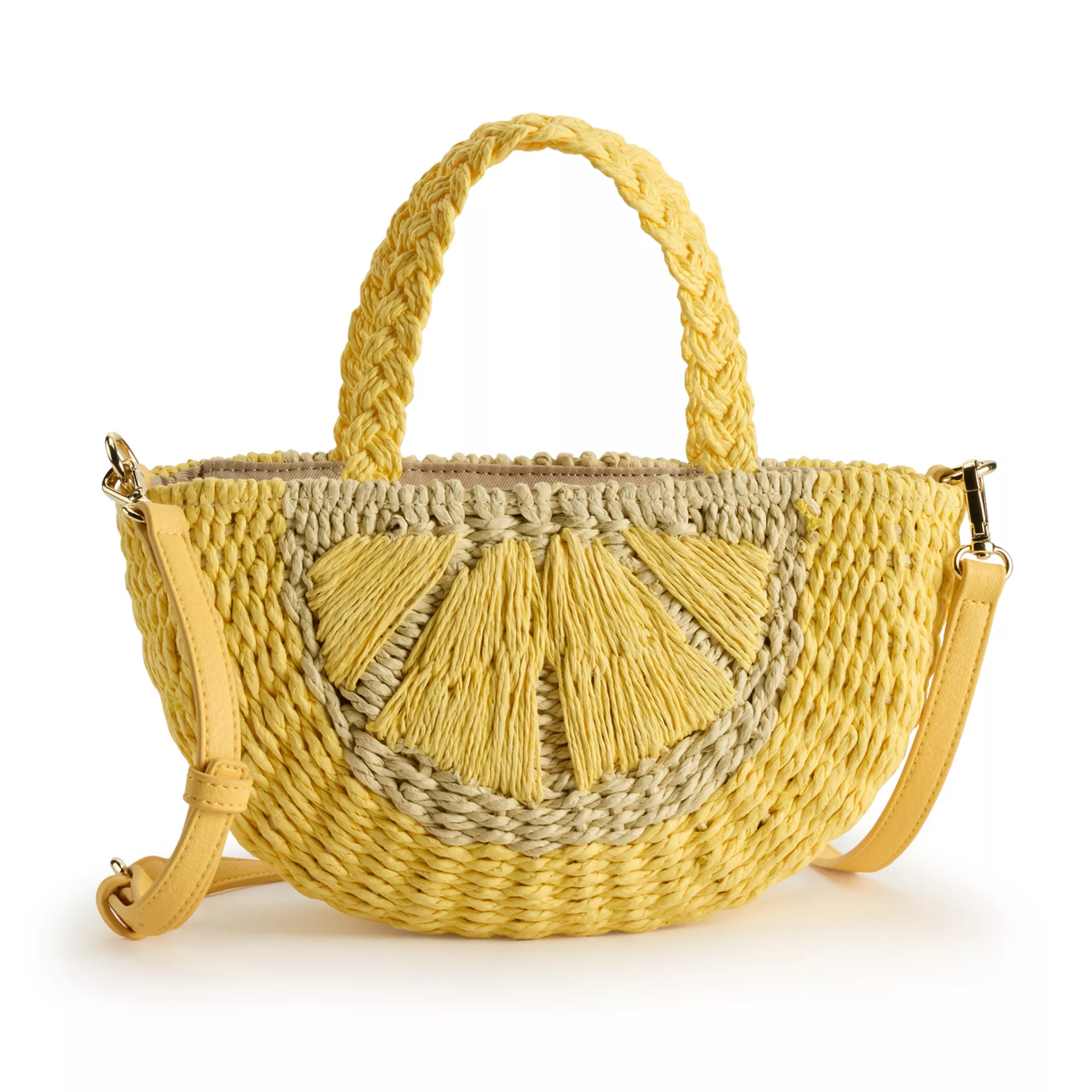 LC Lauren Conrad Lemon Straw Crossbody Purse | Kohl's