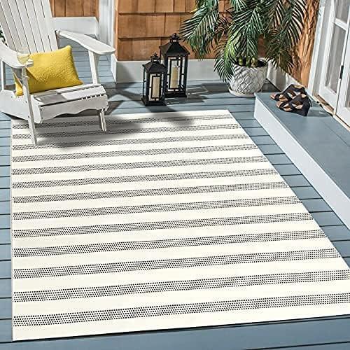 Boho Cotton Area Rug 3' x 5' LEEVAN Black and White Striped Rug Bohemian Hand Woven Geometric Car... | Amazon (US)