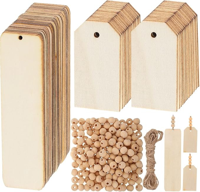 261 Pieces Christmas Stocking Name Tags Blank Present Wood Tags with Holes Wooden Bookmarks Natur... | Amazon (US)