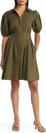 Eliza J Puff Sleeve Cotton Shirtdress | Nordstrom | Nordstrom