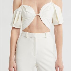 Cult Gaia White Off-Shoulder Crop Top | Poshmark