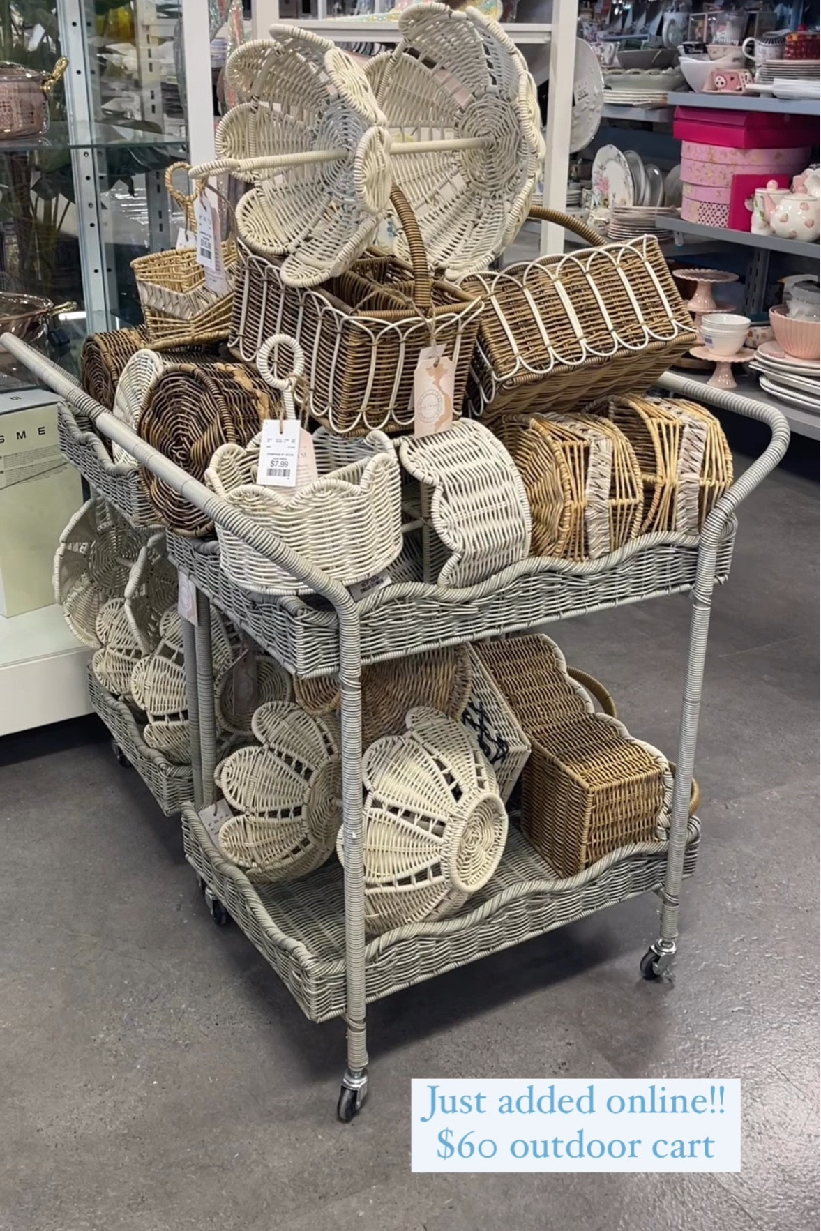 Yay!! This was outdoor scalloped cart was just added online and only $60?!! 🤯🙌🏻 Also linked some of the new wicker trays too!!

#LTKFindsUnder100 #LTKHome #LTKSeasonal