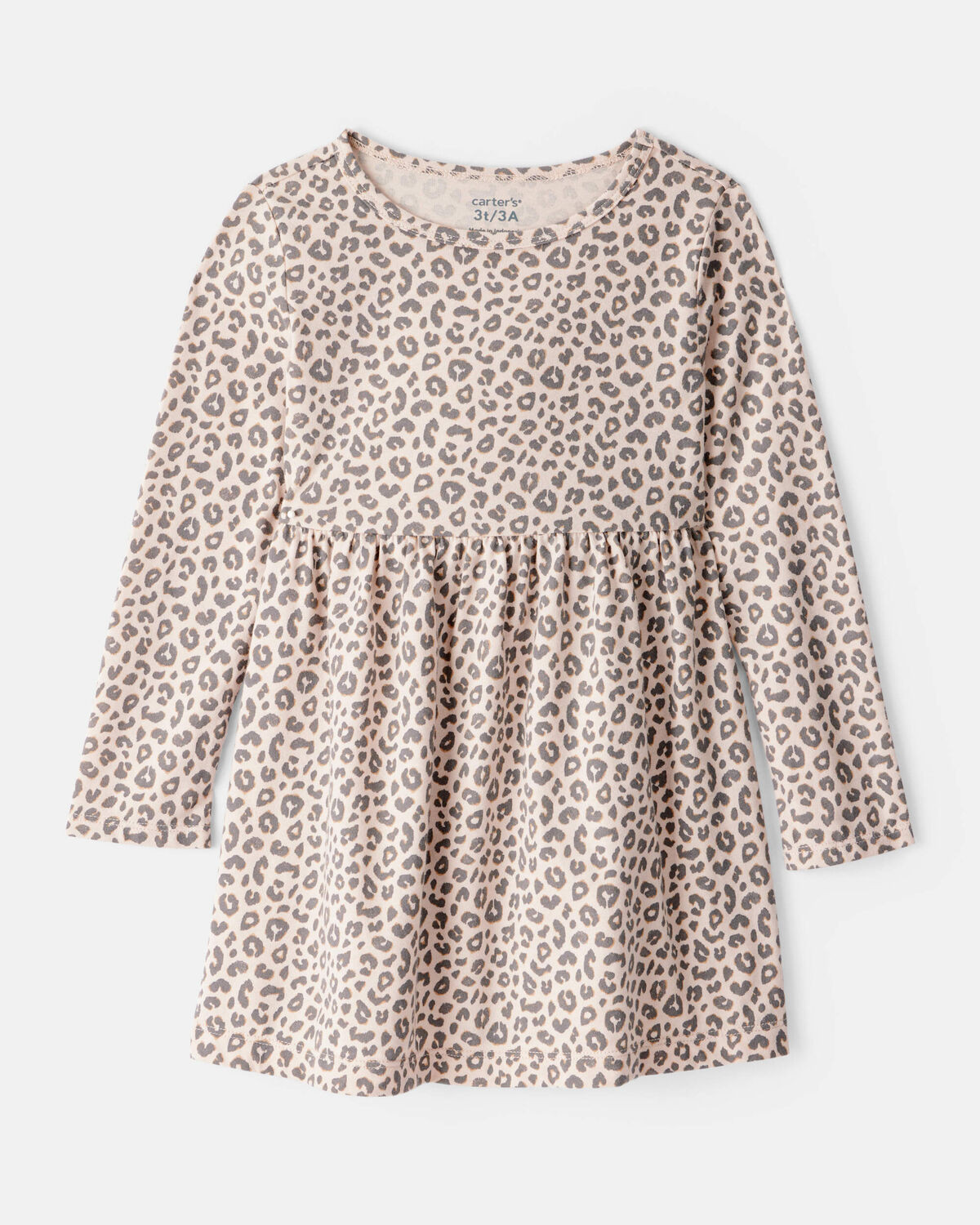 Toddler Girl Leopard Print Long-Sleeve Dress - Brown | Carter's Inc