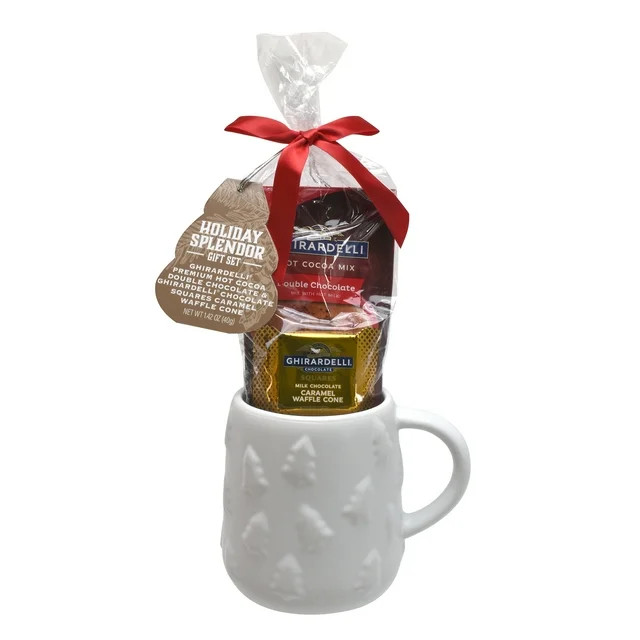 Ghirardelli Hot Cocoa and Chocolate Gift White Tree Mug Set, 1.42oz | Walmart (US)