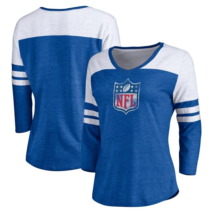 Women's NFL Shield NFL Pro Line by Fanatics Branded Royal Distressed Primary Logo Three-Quarter S... | NFL Shop