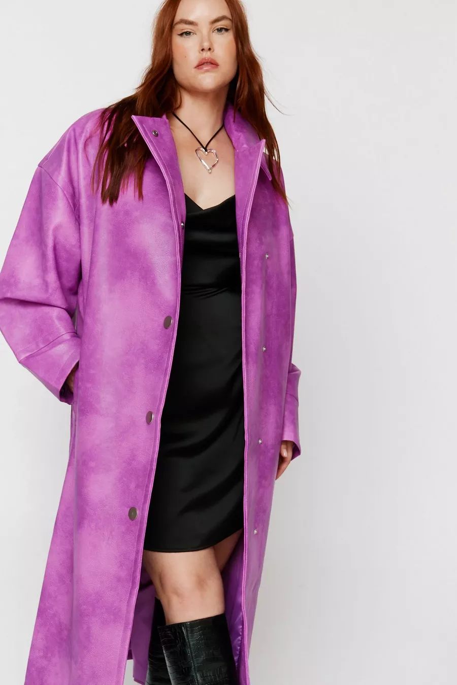 Plus  Distressed Faux Leather Trench | Nasty Gal (US)