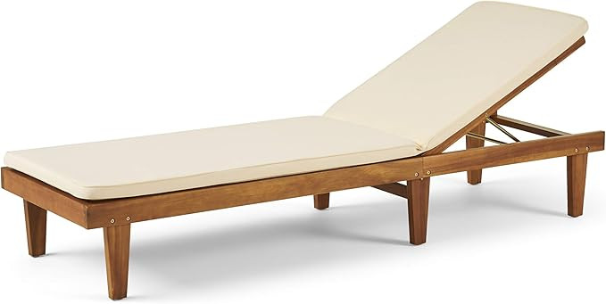 Great Deal Furniture 309788 Patio Chaise Lounges, Teak Finish + Cream | Amazon (US)