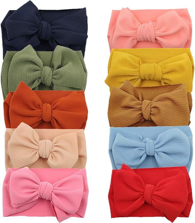 Baby Girl Bow Headbands Newborn Hairband Baby Turban Knotted Elastic Headwrap for Toddler Hair Ac... | Amazon (US)