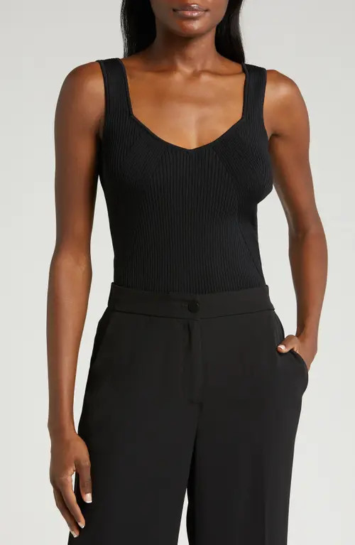 halogen(r) Traveling Rib Sweater Tank in Rich Black at Nordstrom, Size Large | Nordstrom