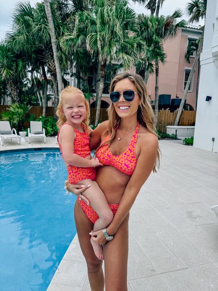 Loving all the pieces from. Our new Mommy and Mini collection. Be sure to use code TORIG20 for discount. #pinklilu #mommyandmini #matching #summerstyle #beachstyle #poolstyle #swim 