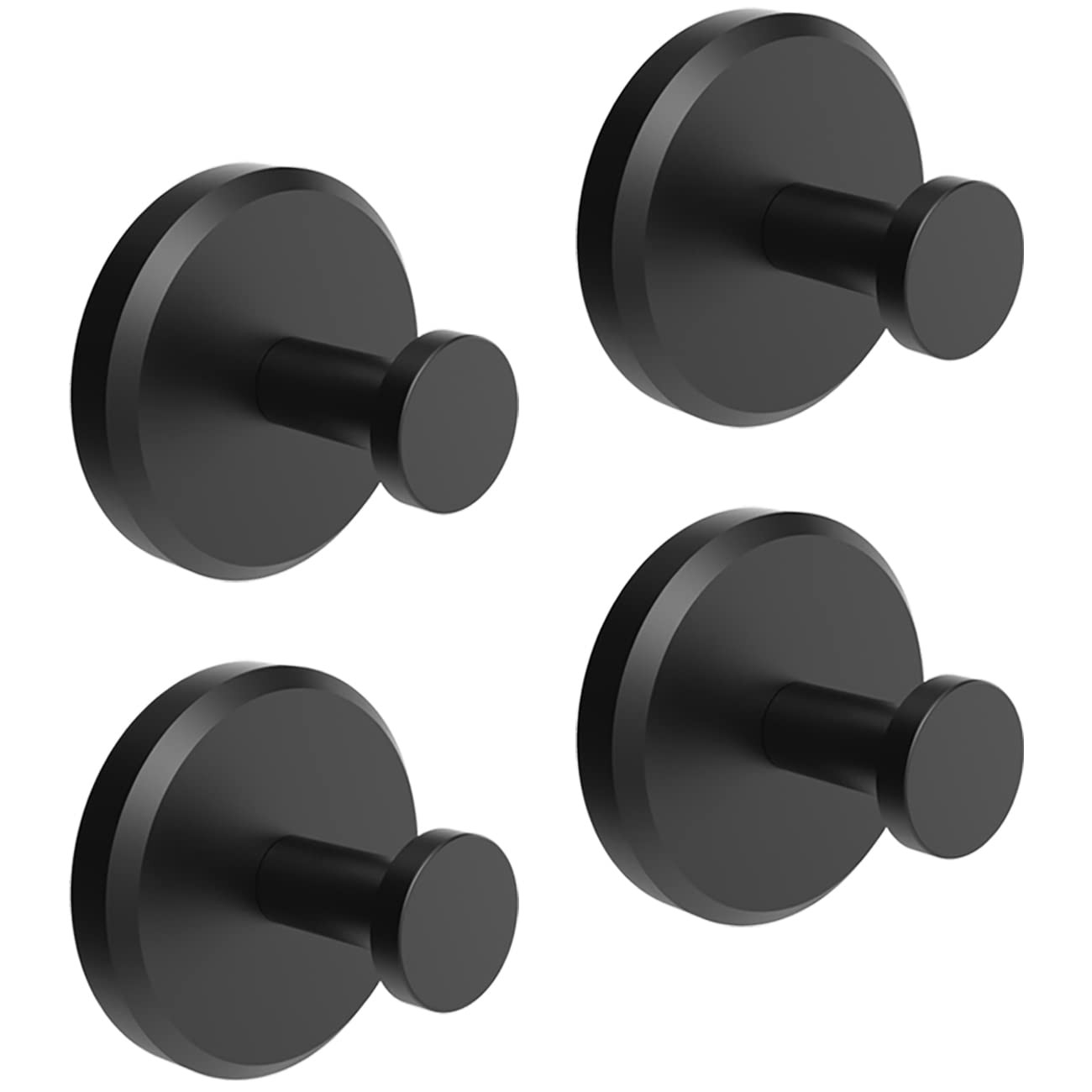 HOME SO Suction Cup Hooks for Shower, Bathroom, Kitchen, Glass Door, Mirror, Tile – Loofah, Towel, Coat, Bath Robe Hook Holder for Hanging up to 15 lbs – Waterproof & Rustproof, Matte Black (4-Pack) | Amazon (US)