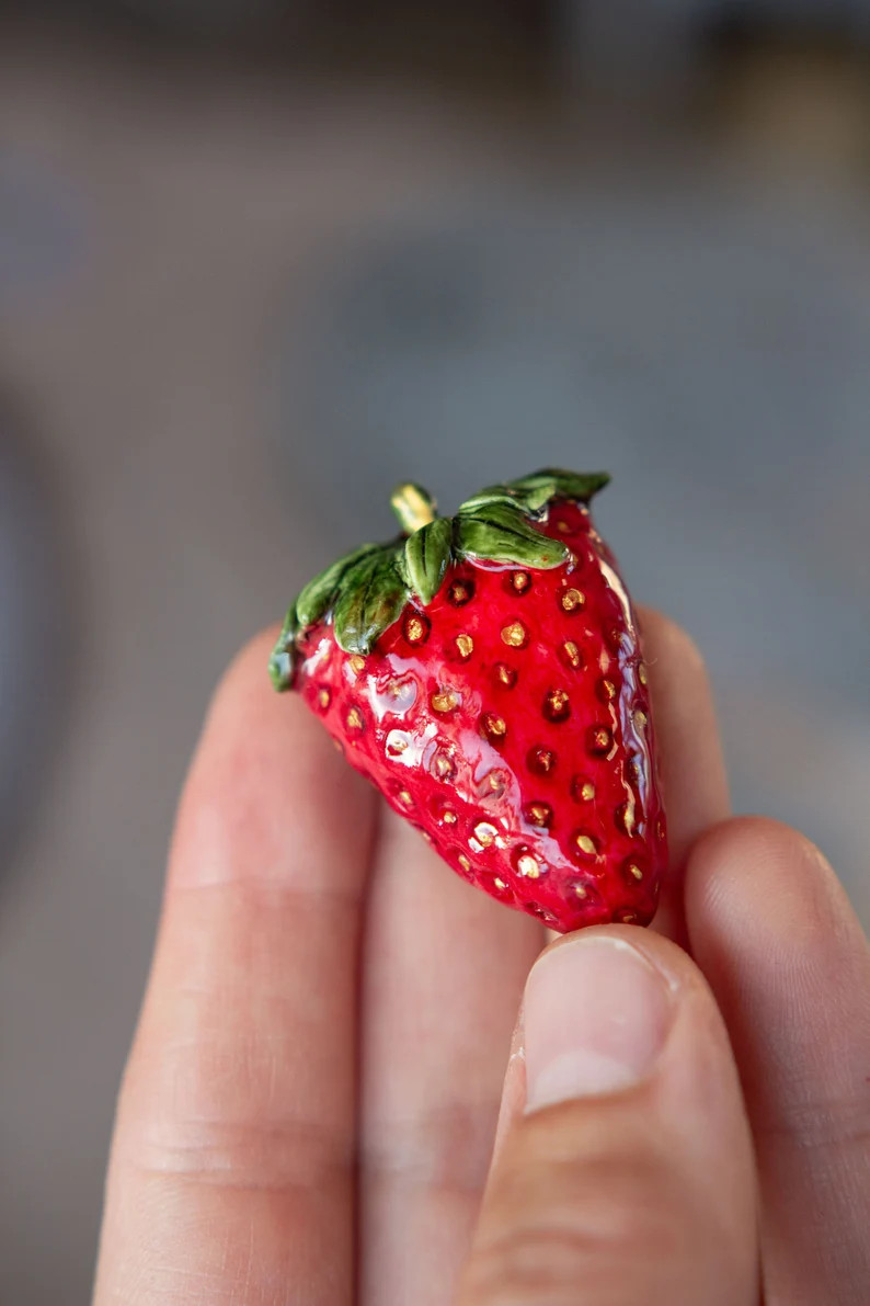 Handmade Strawberry Brooch: Polymer Clay Red Berry Pin - Etsy UK | Etsy (Global)
