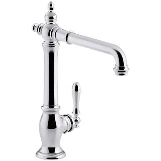 Artifacts Single-Handle Standard Kitchen Faucet with Victorian Spout Design in Polished Chrome | The Home Depot