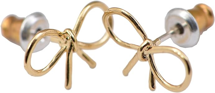 Spinningdaisy Handmade High Gloss Tiny Bow Ribbon Earrings | Amazon (US)