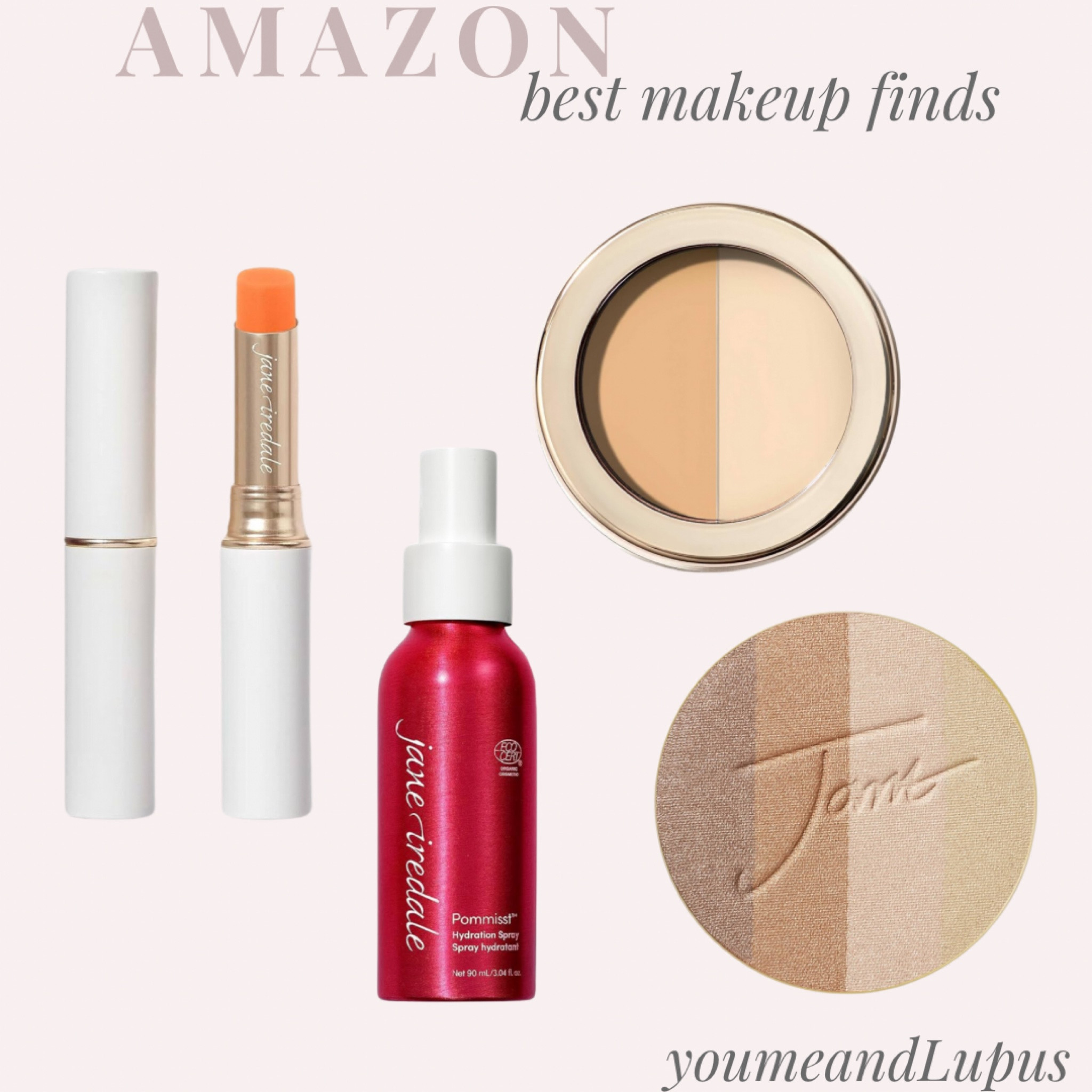 Best beauty brand in makeup! Jane Iredale, foundation, powder, setting spray, blush, bronzer, lip gloss, lip stick, pressed powder, mascara, light weight makeup, beauty

#LTKbeauty #LTKGiftGuide #LTKover40